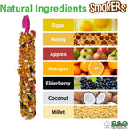 Three assorted flavor Smakers bird treat sticks side by side