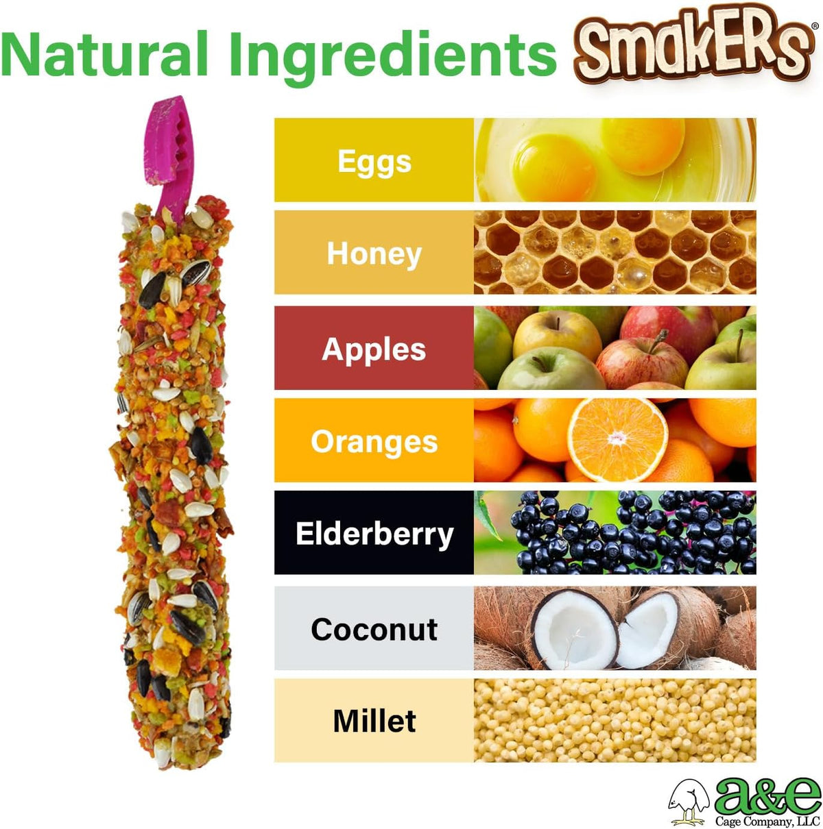 Three assorted flavor Smakers bird treat sticks side by side