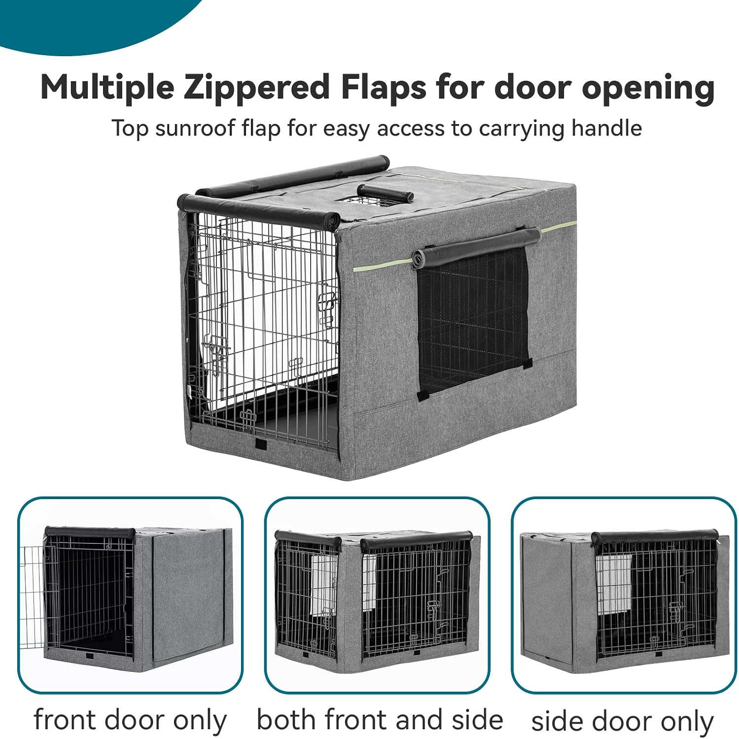 Petsfit forty-two inch dog cage cover top handle zipper opening detail