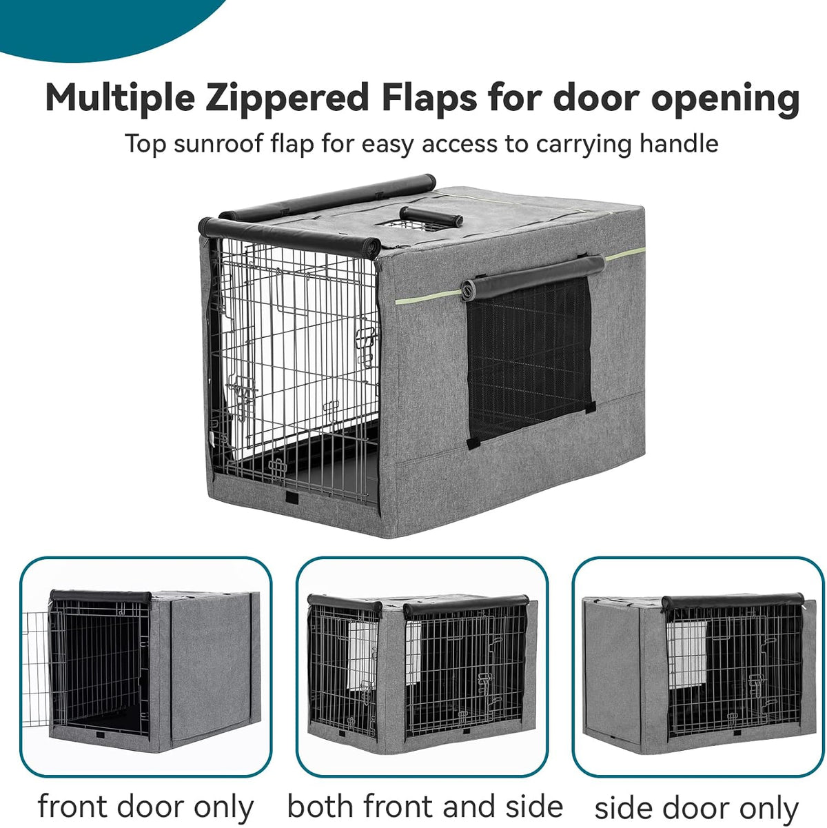 Petsfit forty-two inch dog cage cover top handle zipper opening detail