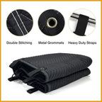 JZHLLA sound absorbing blanket used as a blackout light blocker over a basement window.