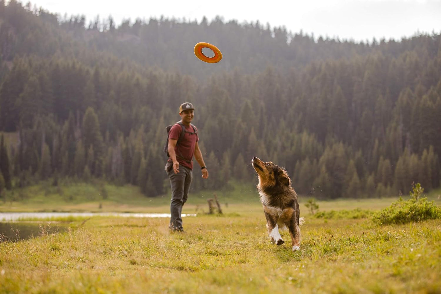 Side profile of 9 inch medium Ruffwear dog toy