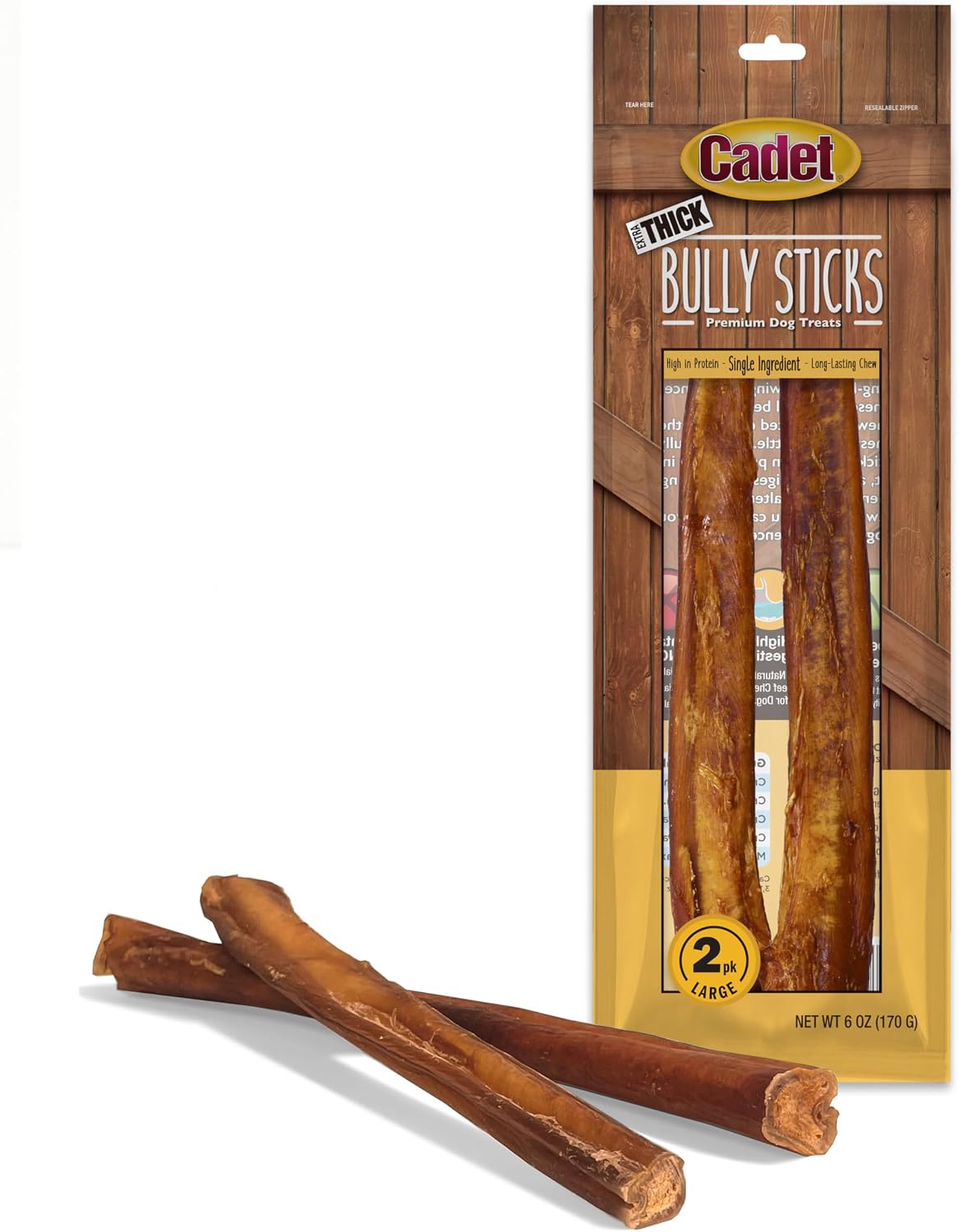 Cadet Bully Sticks for Large Dogs, All-Natural Beef Pizzle, Rawhide-Free Long-Lasting Dog Chews for Aggressive Chewers, 10 Count - Image 13