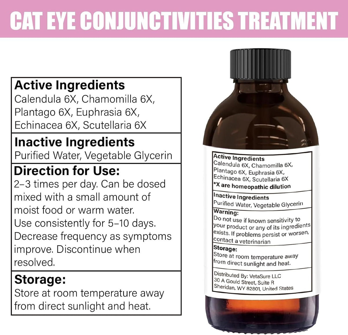Premium imported pet care treatment for feline and canine pink eye