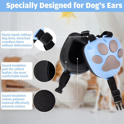 Famikako 22dB NRR ear muffs for pet anxiety showing the premium leather wrapped foam padding.