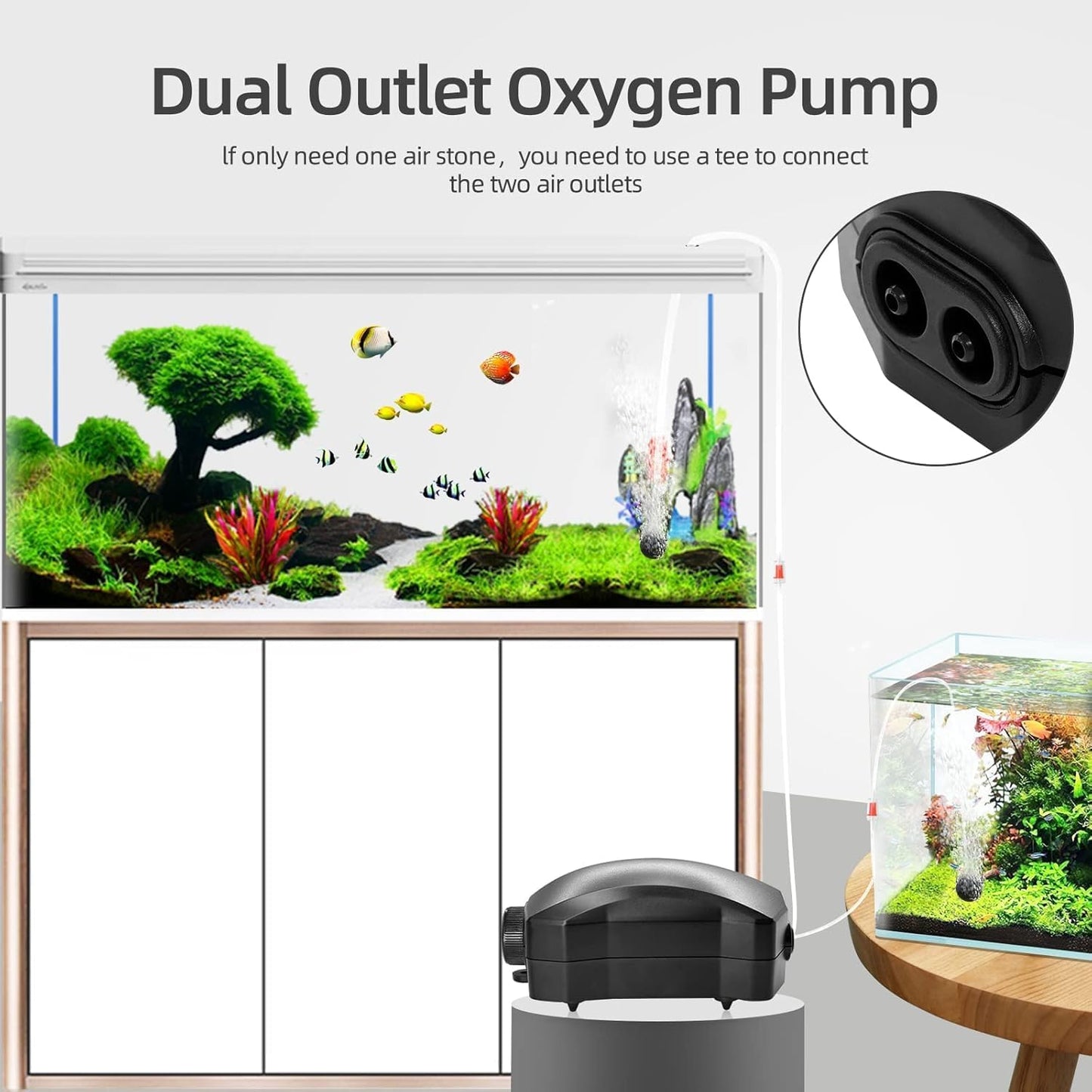 Close up of Marpros aquarium pump air outlet and control dial