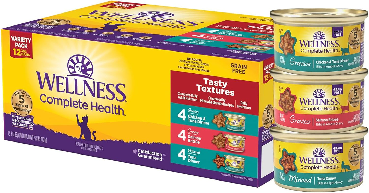 Wellness Complete Health Pate Variety Pack Adult Canned Wet Cat Food, Natural, Protein Rich, Grain Free, Chicken and Turkey Favorites, 3 oz, Pack of 24 Cans - Image 15