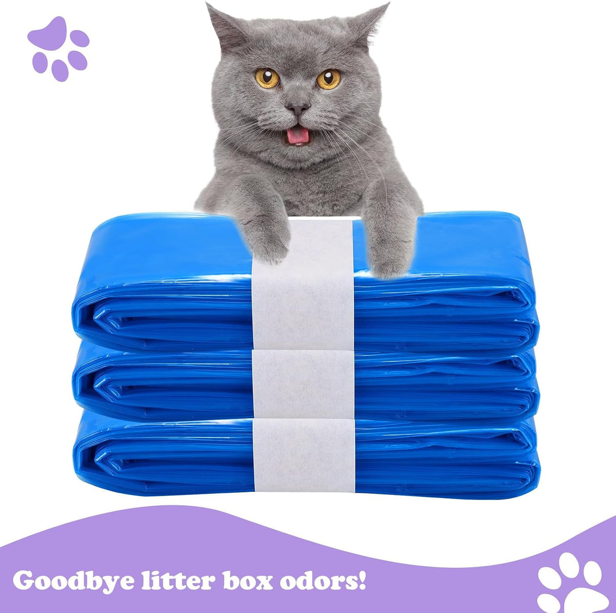 Tear resistant universal cat litter bags package contents view