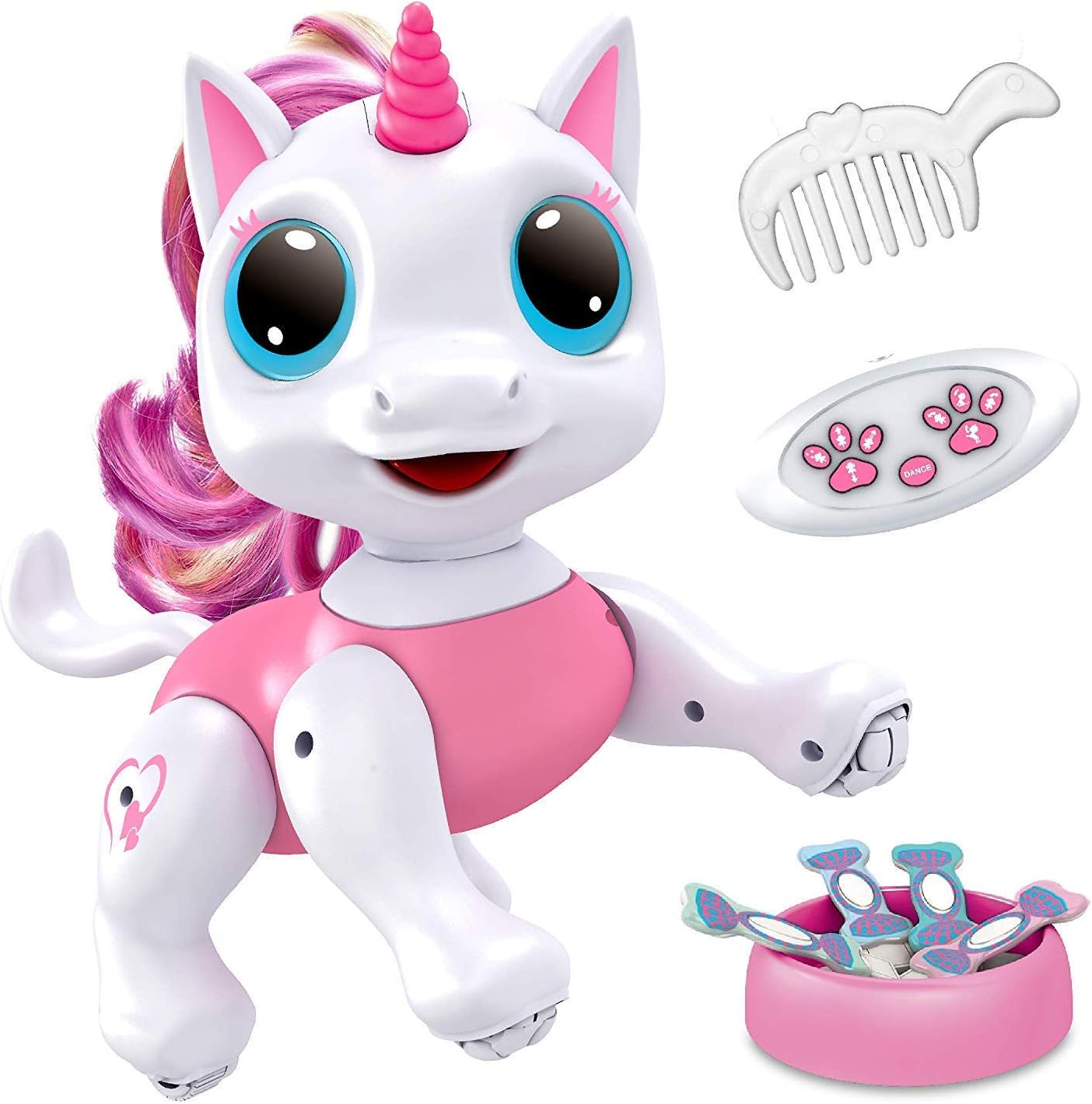 Power Your Fun Robo Pets Unicorn Toy pink front view showing glowing LED eyes