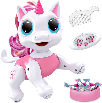 Power Your Fun Robo Pets Unicorn Toy pink front view showing glowing LED eyes