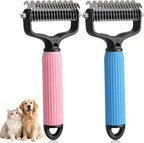 Double Sided Dematting Comb for Cats & Dogs, Undercoat Rake, Pet Grooming Brush for Long Hair, Deshedding Dog Brush Removes Tangles Knots and Loose Fur, Grooming Tool for Thick Coats(Blue) - Image 9