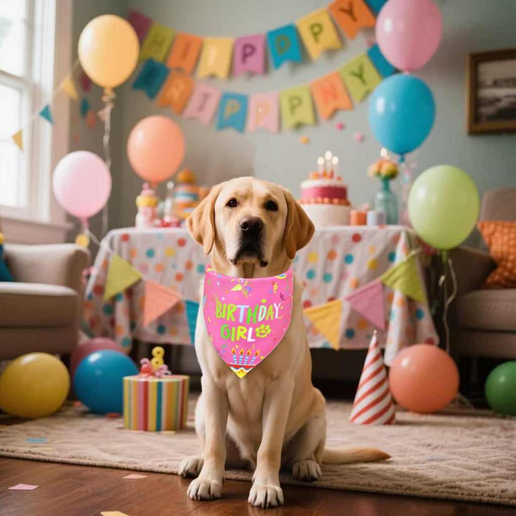 Dog Birthday Girl Bandana for Small Dogs - Reversible Pink Confetti Tie-On Scarf, Happy Birthday Party Outfit Puppy Gift, 9-14" Neck - Image 5