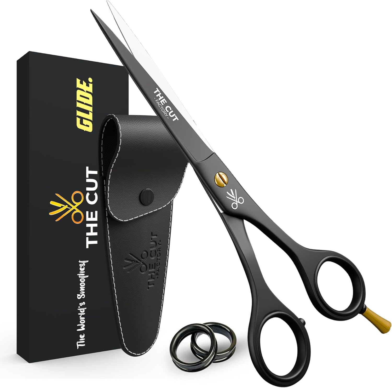The Cut Factory professional hair scissors front view matte black finish
