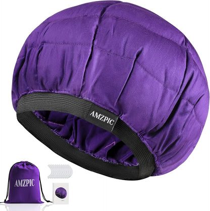 Amzpic Cordless Deep Conditioning Heat Cap front view purple microwavable hair steamer