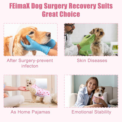 FEimaX premium pet recovery garment showing elastic stretchable spandex material