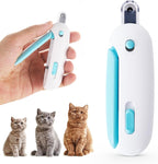 AABDTYYD cat nail clipper front view showing the adjustable blue handle and three size trimming aperture