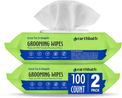 earthbath, Hypo-Allergenic Grooming Wipes - Fragrance Free Dog Wipes for Paws and Butt, Best Pet Wipes for Dogs with Sensitive Skin, Made in USA, Cruelty-Free Dog Cleaning Wipes - 100 Count (2 Pack) - Image 11