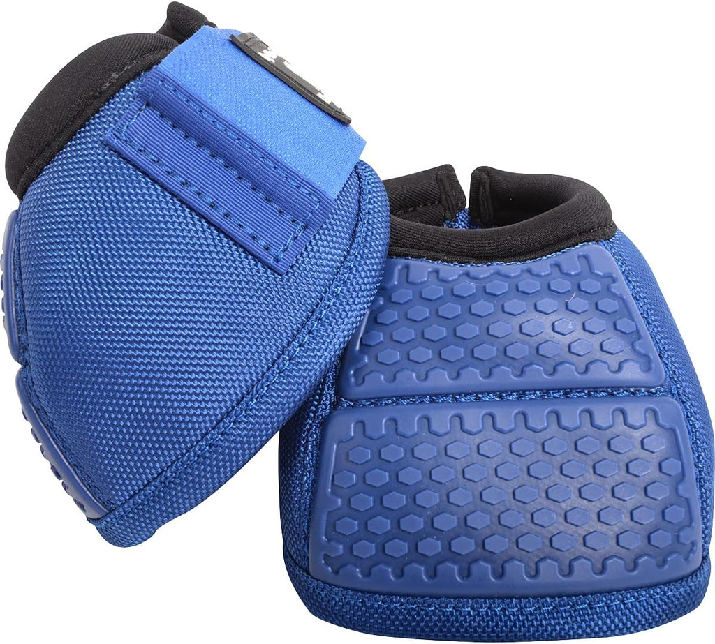 Anatomical no turn bell boots for horses demonstrating the internal anti spin design feature.