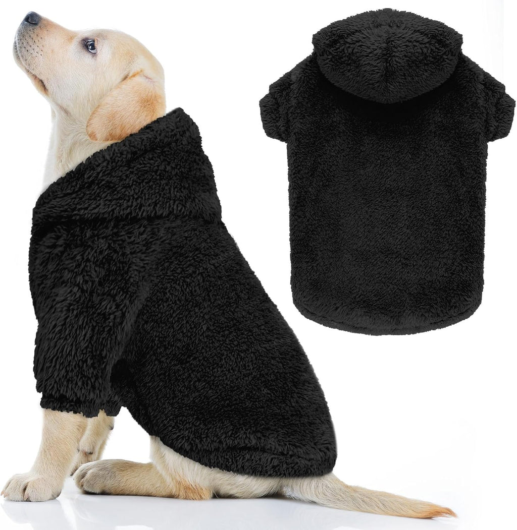 Fuzzy Dog Hoodie Dog Sweaters for Large Dogs Soft Double-Sided Plush Fleece Sweater Clothes Coats Hoodie Sherpa Hooded Sweatshirt(Grey-L) - Image 9