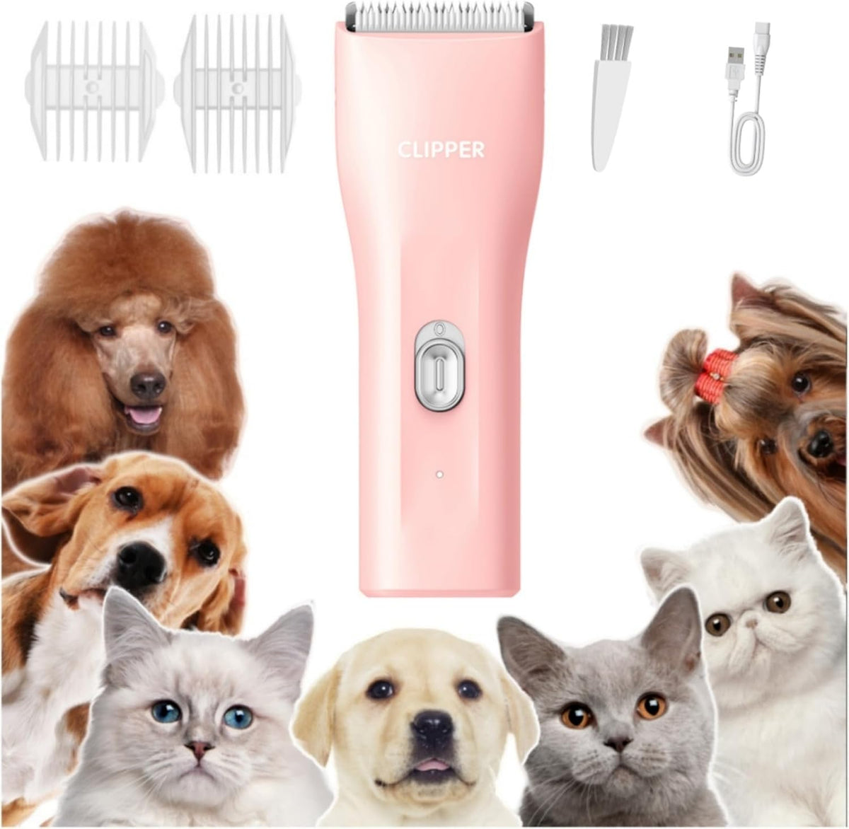 Dog Clippers,Quiet Washable USB Rechargeable Cordless Dog Grooming Kit,Electric Pets Hair Trimmers Shaver Shears for Dogs and Cats Pink - Image 13