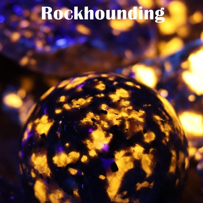 LUMENSHOOTER 365nm ultraviolet flashlight curing craft resin quickly on a workstation.
