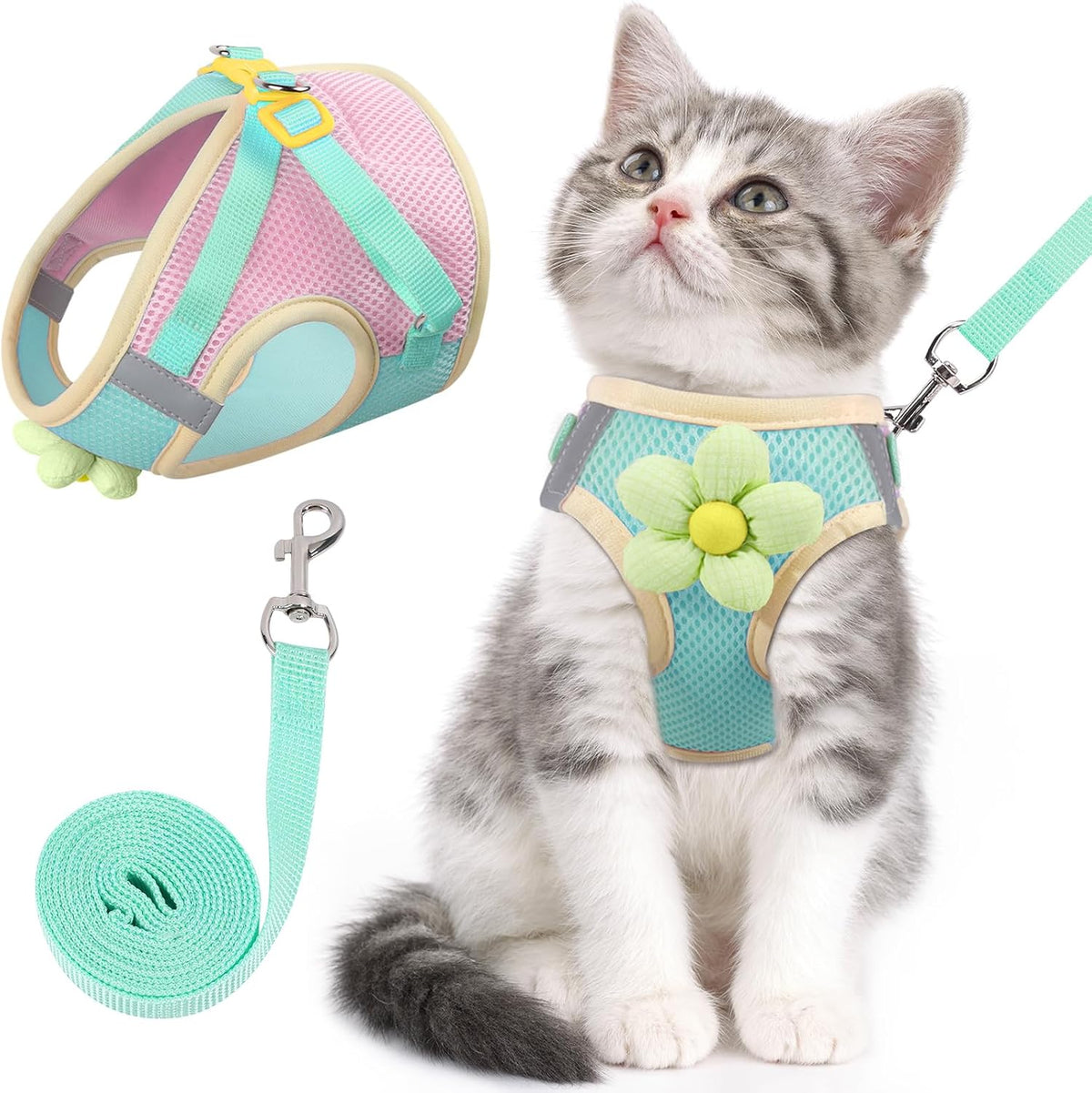 Complete NCMAMA cat walking kit including escape proof vest harness and matching leash