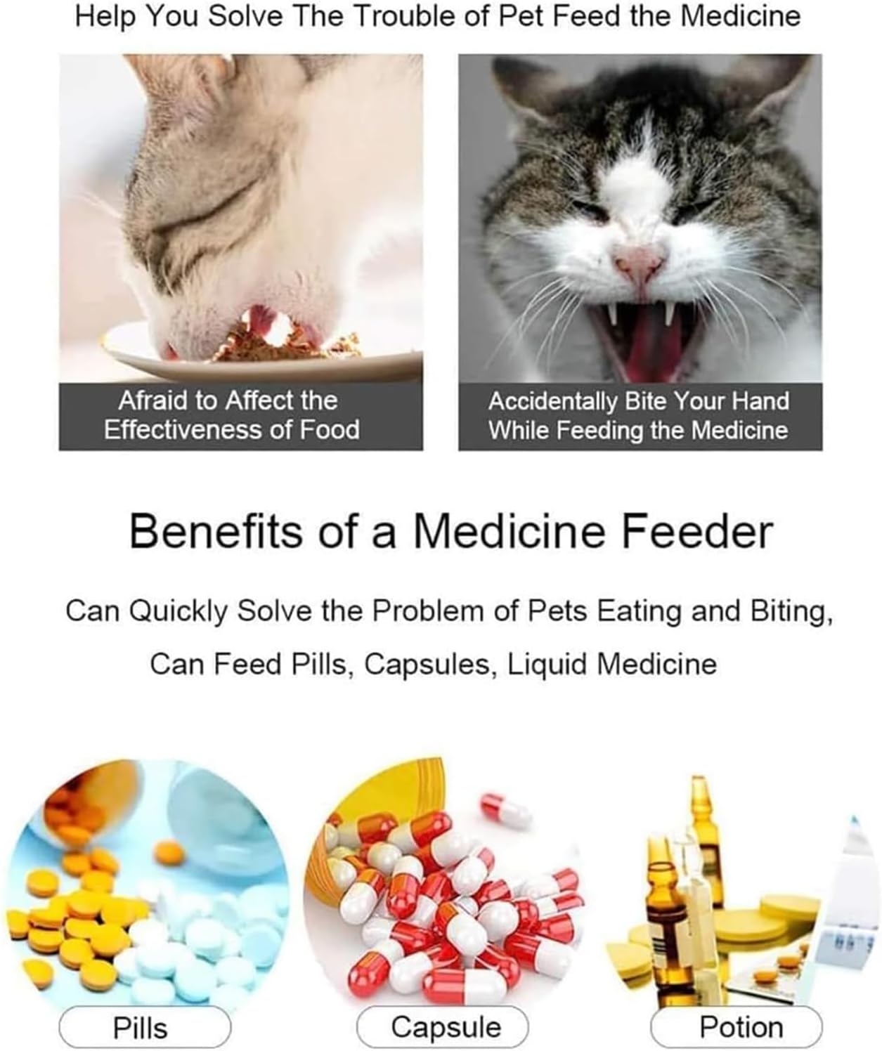 Ergonomic finger grip on Qiyadin pet medical feeding tool
