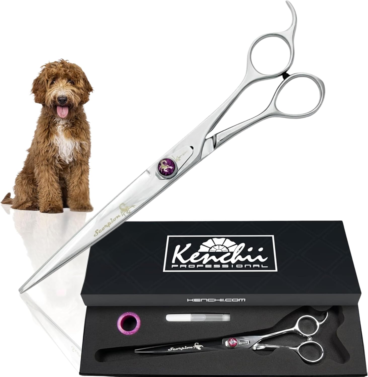 Kenchii Scorpion Dog Grooming Scissors, 9 Inch Curved Shears, Dog Scissors for Grooming, Professional Pet Grooming Scissors, Heavy Duty, Durable and Sharp - Image 11