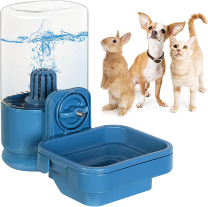 VANNON Small Animal Filter Water Dispenser for Crate, 26oz Water Bottle for Cage, BPA Free and Anti-Overeflow Pet Water Bowl for Small Dogs, Cats and Rabbits, Blue - Image 1