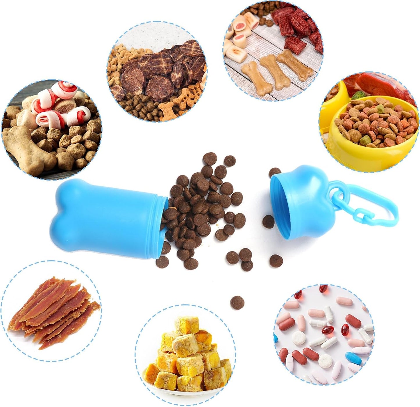 Dark green durable pet pouch holding puppy treats and small personal items safely