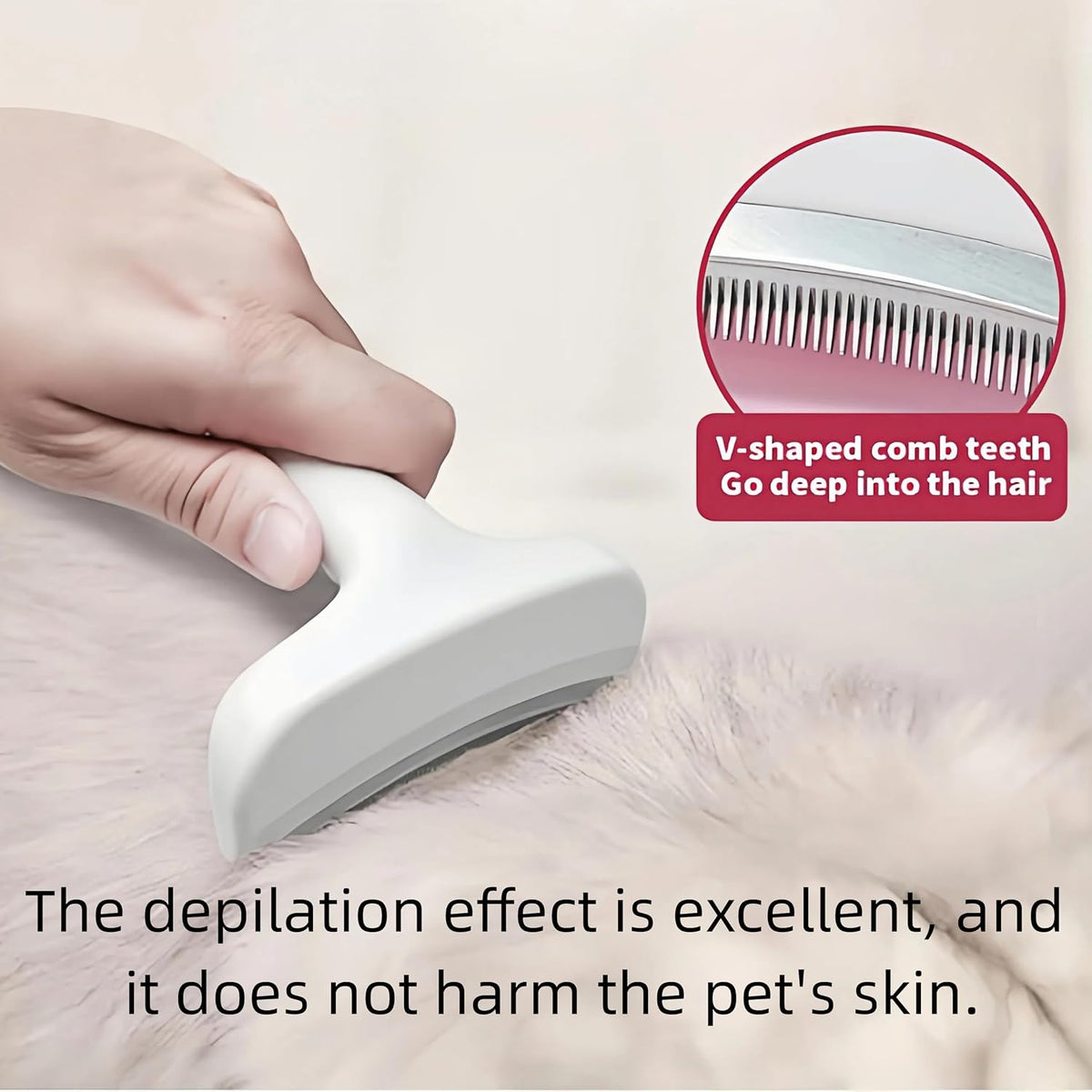Green Treayes pet undercoat rake highlighting the lightweight compact construction.