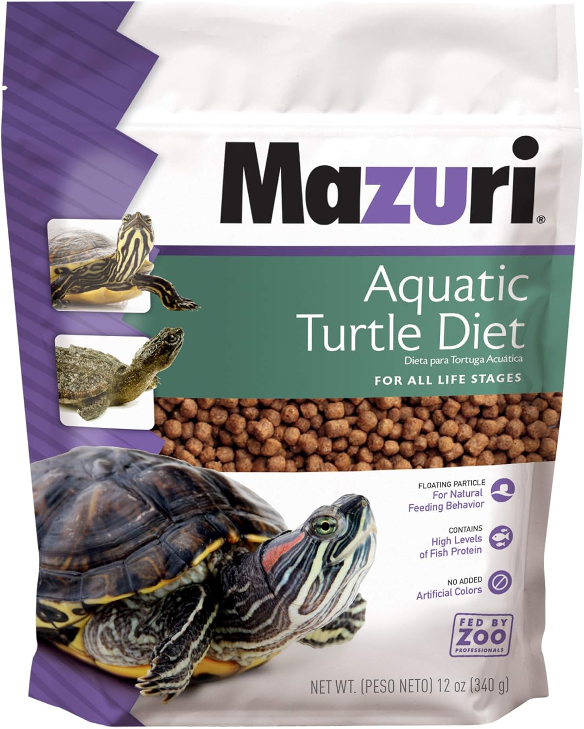 Mazuri Aquatic Turtle Food 12 Ounce front packaging view