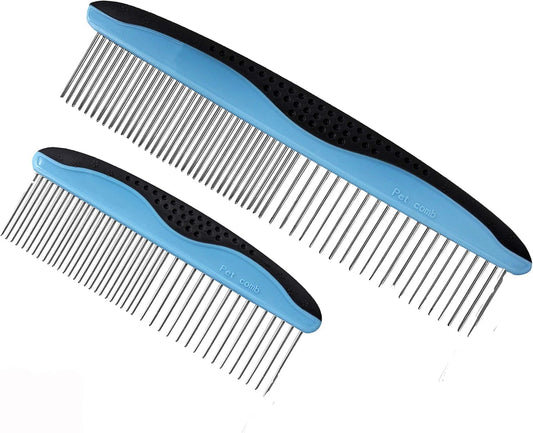 Vingvo pet grooming comb pack front view premium stainless steel cat brush for shedding