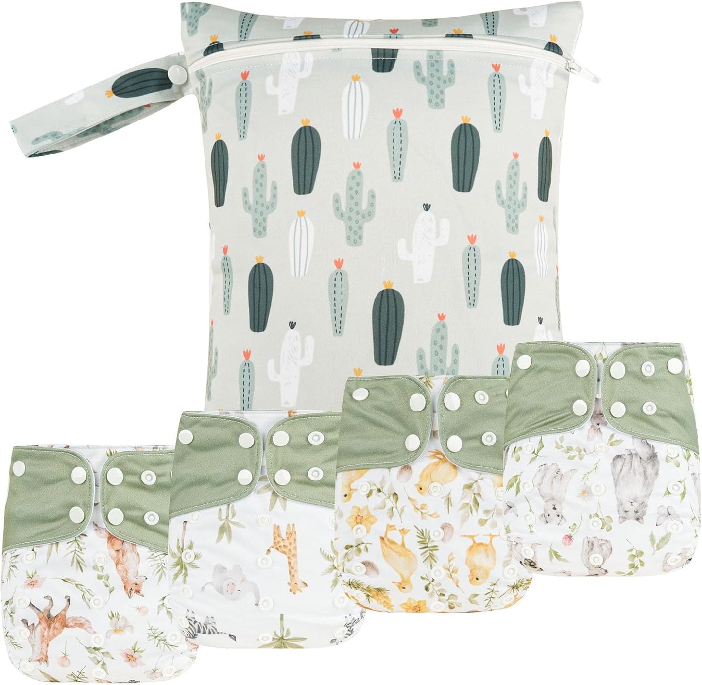 Happy Flute newborn baby cloth pocket diaper set front view