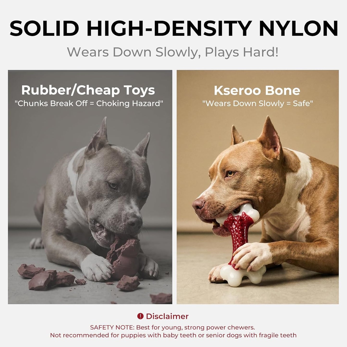 Side profile of Kseroo indestructible dog bone