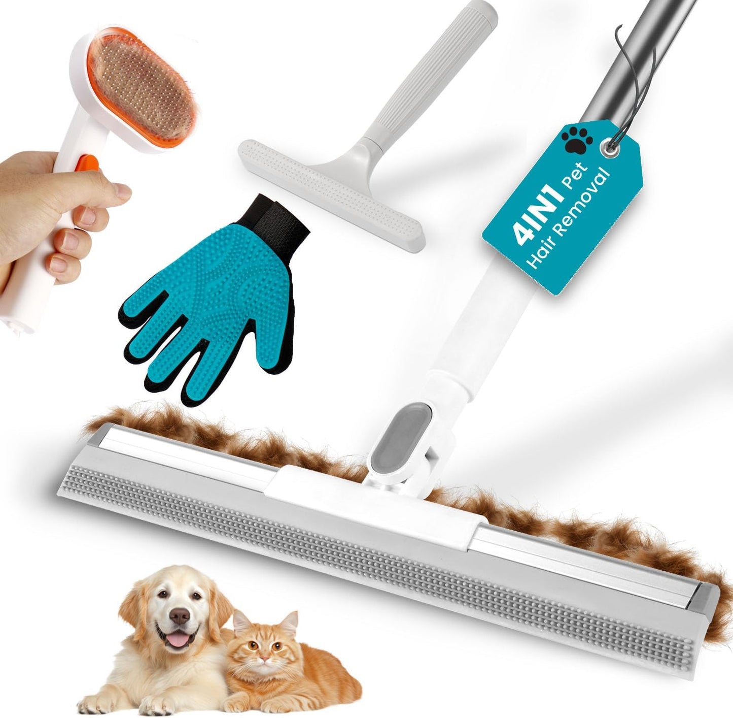 AYP 4-in-1 carpet rake and pet hair remover tool set