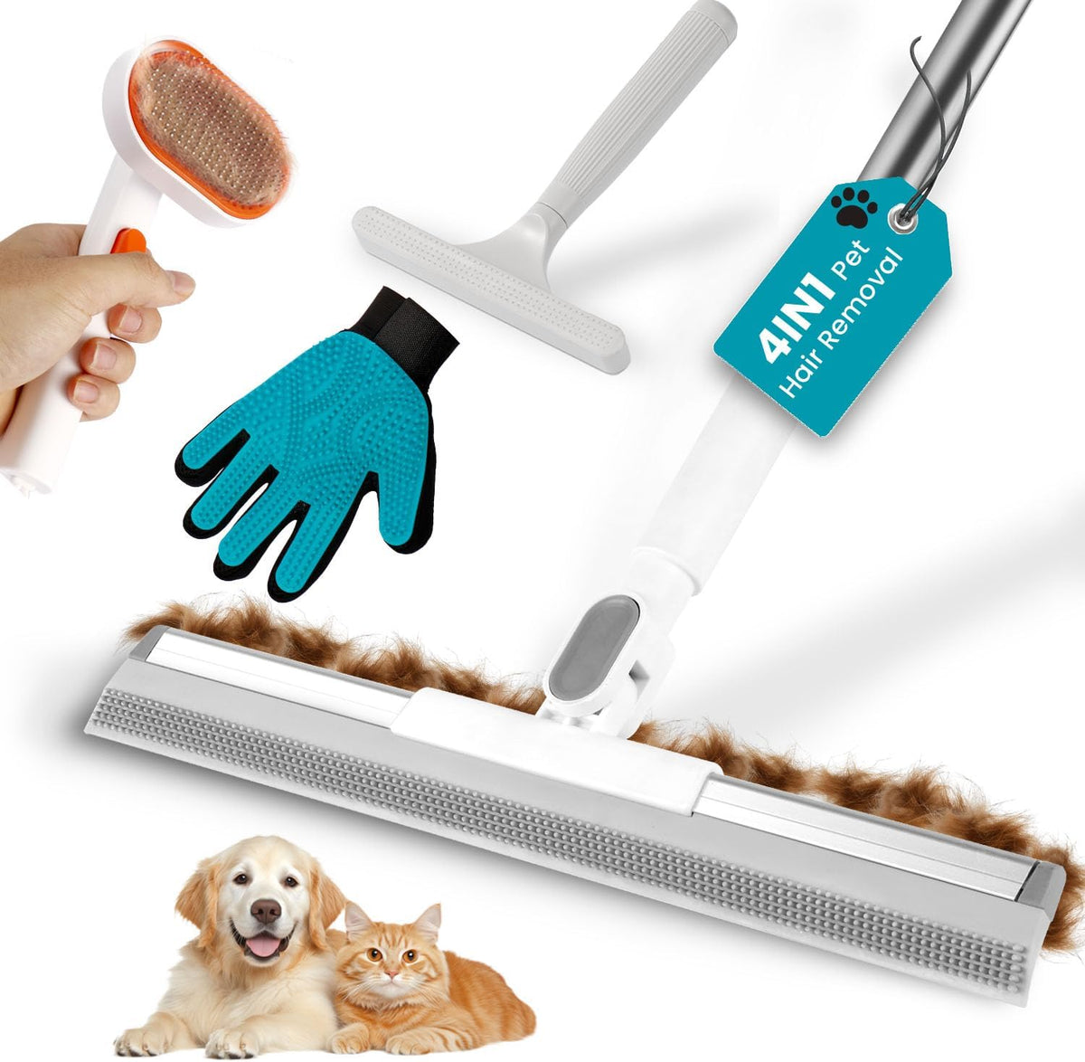 AYP 4-in-1 carpet rake and pet hair remover tool set