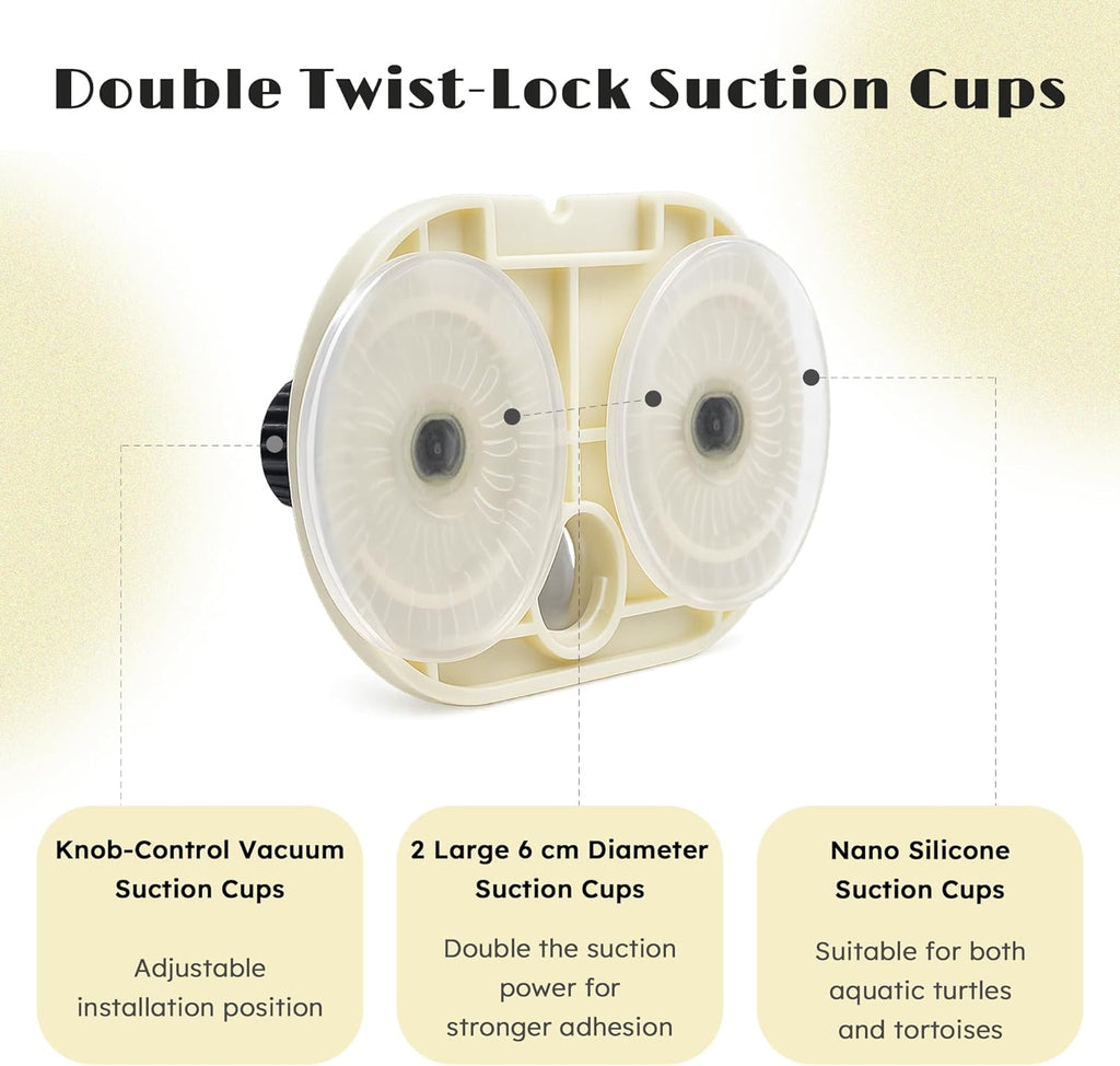 Dual twist lock suction cups on reptile shell cleaning brush
