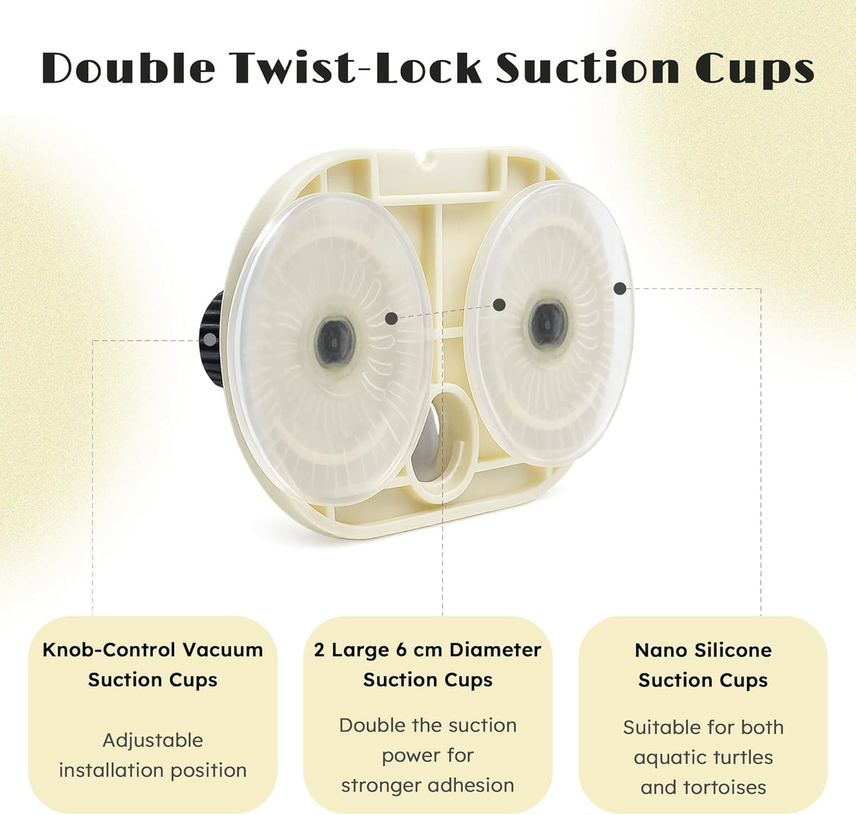 Dual twist lock suction cups on reptile shell cleaning brush