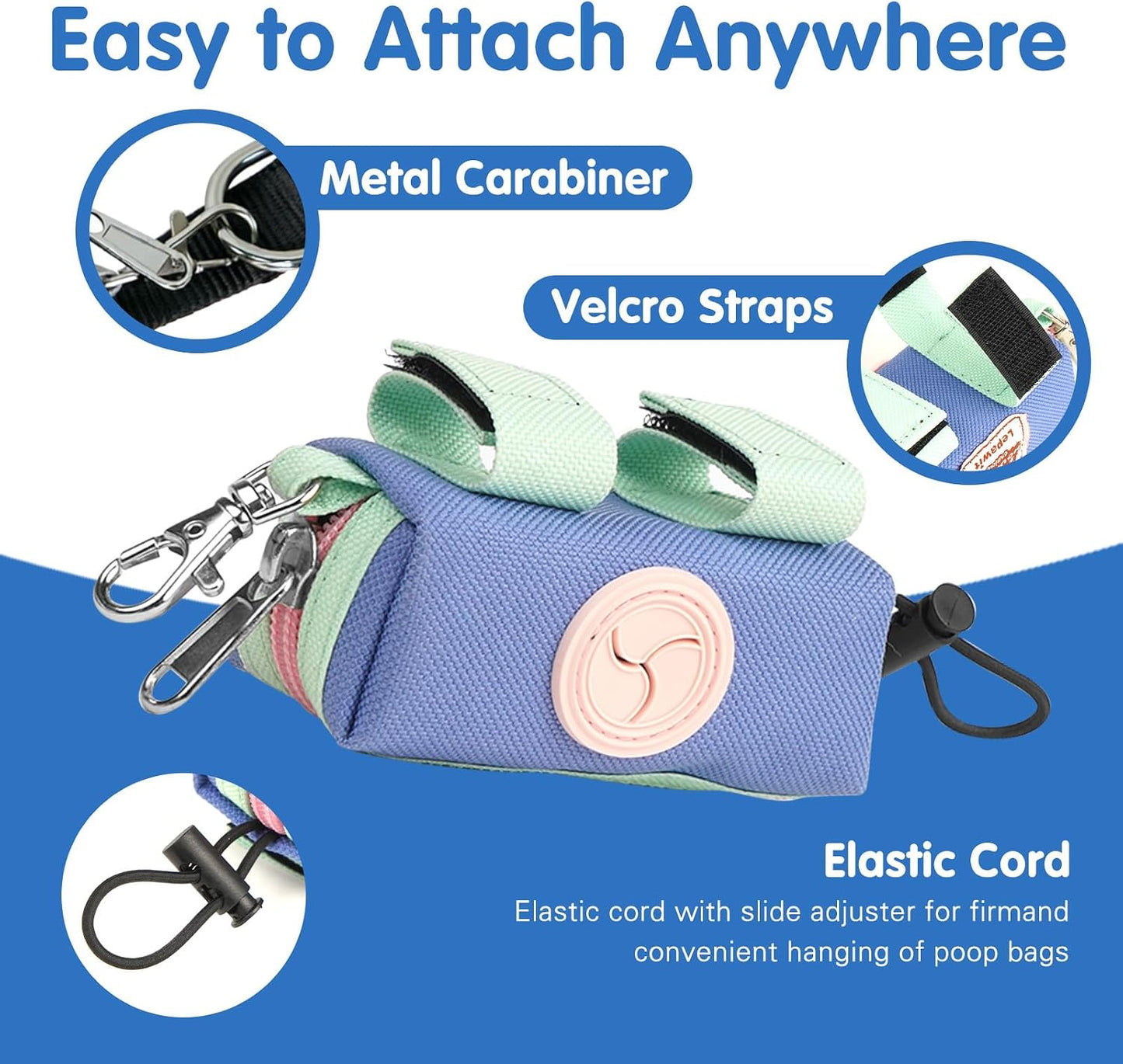 Lepawit canvas poop bag dispenser attached to dog leash