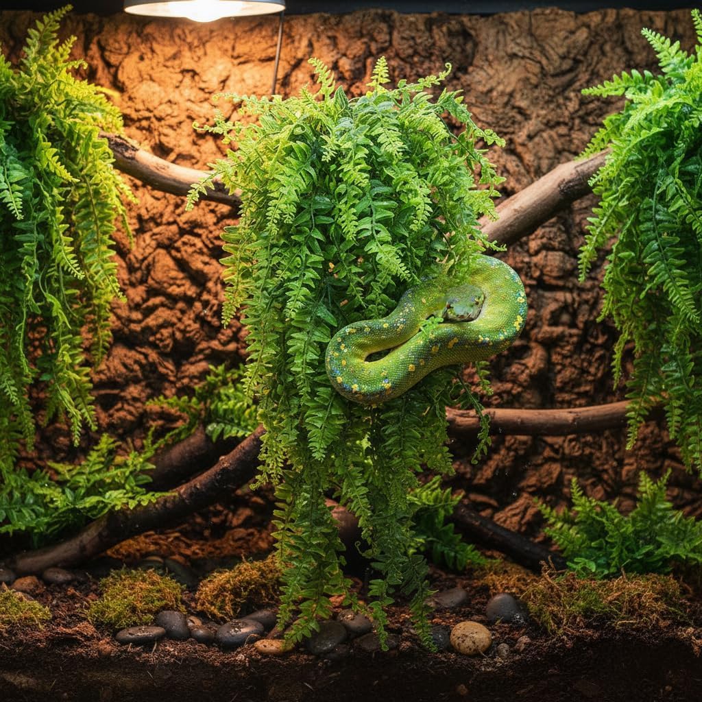 PINVNBY Reptile Plants Hanging Fake Vines Boston Climbing Terrarium Plant with Suction Cup for Bearded Dragons Lizards Crested Gecko Snake Hermit Crab and Tank Habitat Decorations (2 Pack) - Image 9