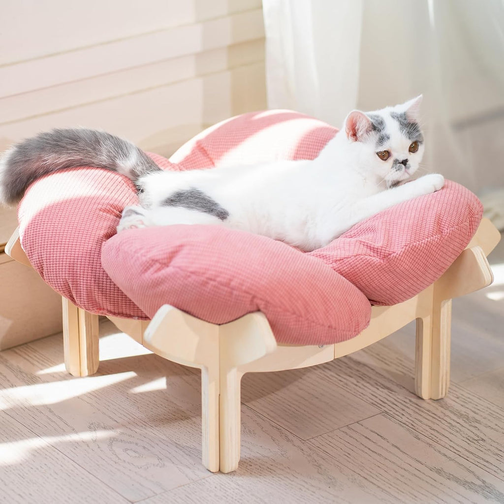 CHEERHOME PETS Elevated Cat Bed Wooden with Cushion Fluffy Pet Couch Sofa for Indoor Cats Raised Kitty Lounge Chair Suitable for Puppy, Cat Furniture(White) - Image 11