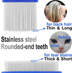 Long-handled flea and tear stain removal comb for dogs