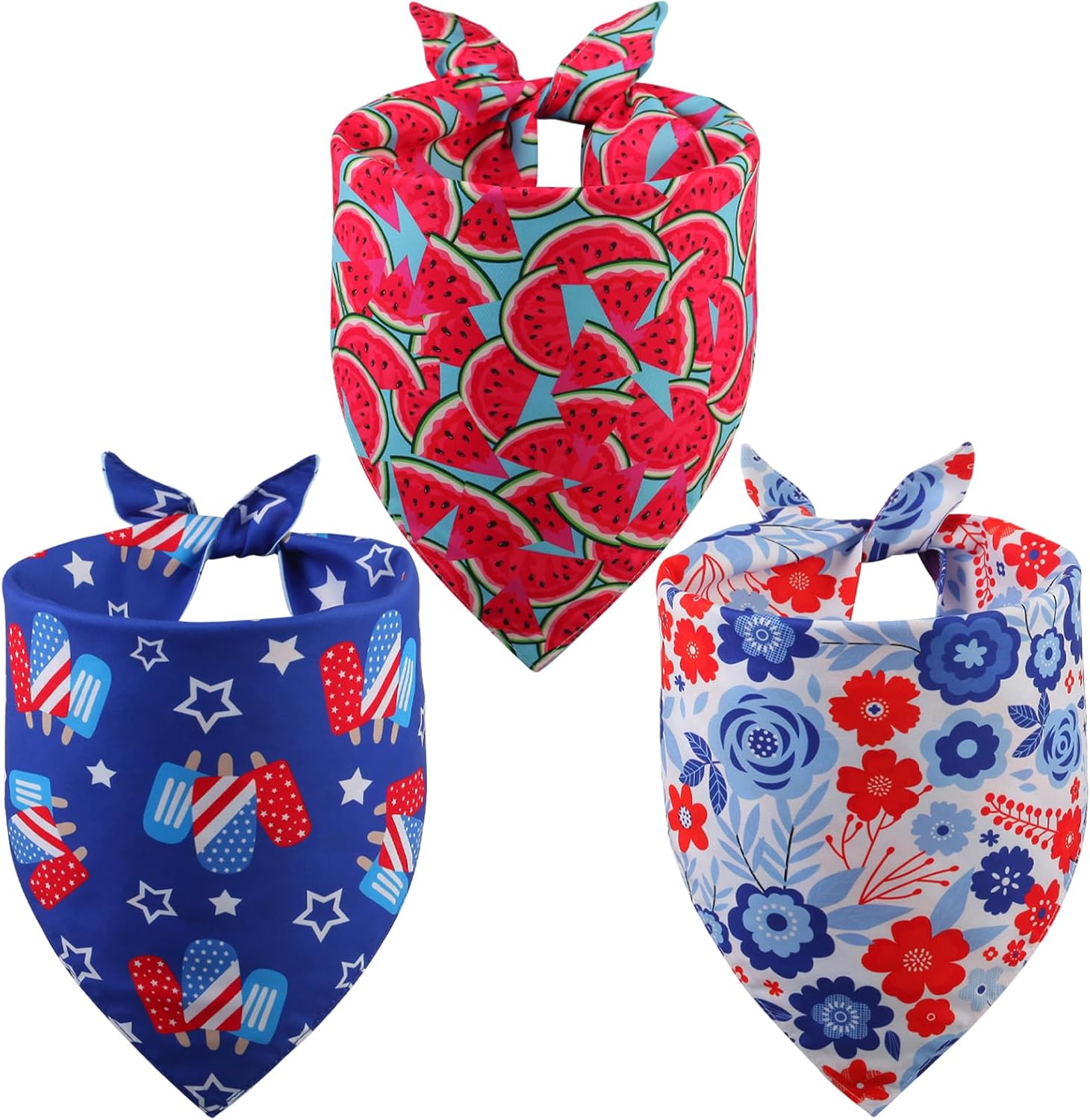QUQULE summer dog bandanas large three pieces set front view