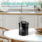 Black metal pet treat canister for kitchen counter
