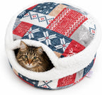 Cat Bed Cave - Enclosed Hideaway with Detachable Lid & Mat, Covered Round House for Indoor Kitten & Kitty (Yellow) - Image 9
