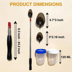 Two reusable one hundred twenty milliliter graduated pet sample cups with leak proof screw lids
