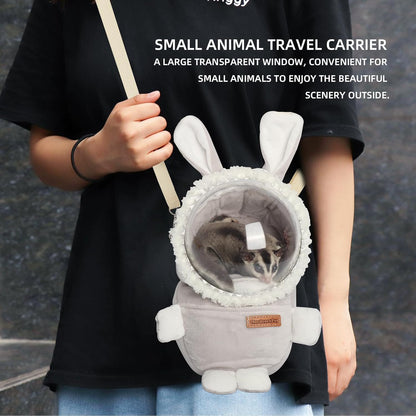 Hamster Carrier Rat Bag Cute Rabbit Shape Small Animal Sugar Glider Travel Pouch Gerbil Hedgehog Portable Travel Carrier Outdoor Hangbag Grey Squirrel Rat Carrier (Grey) - Image 2