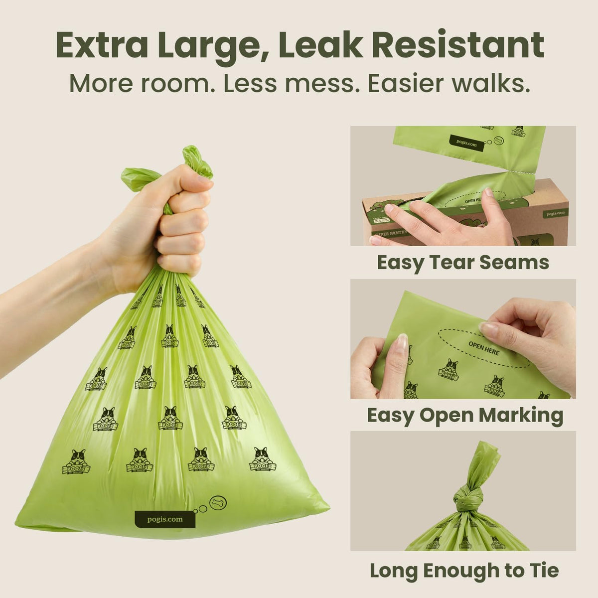 Extra thick powder fresh scented pet waste bags single large roll