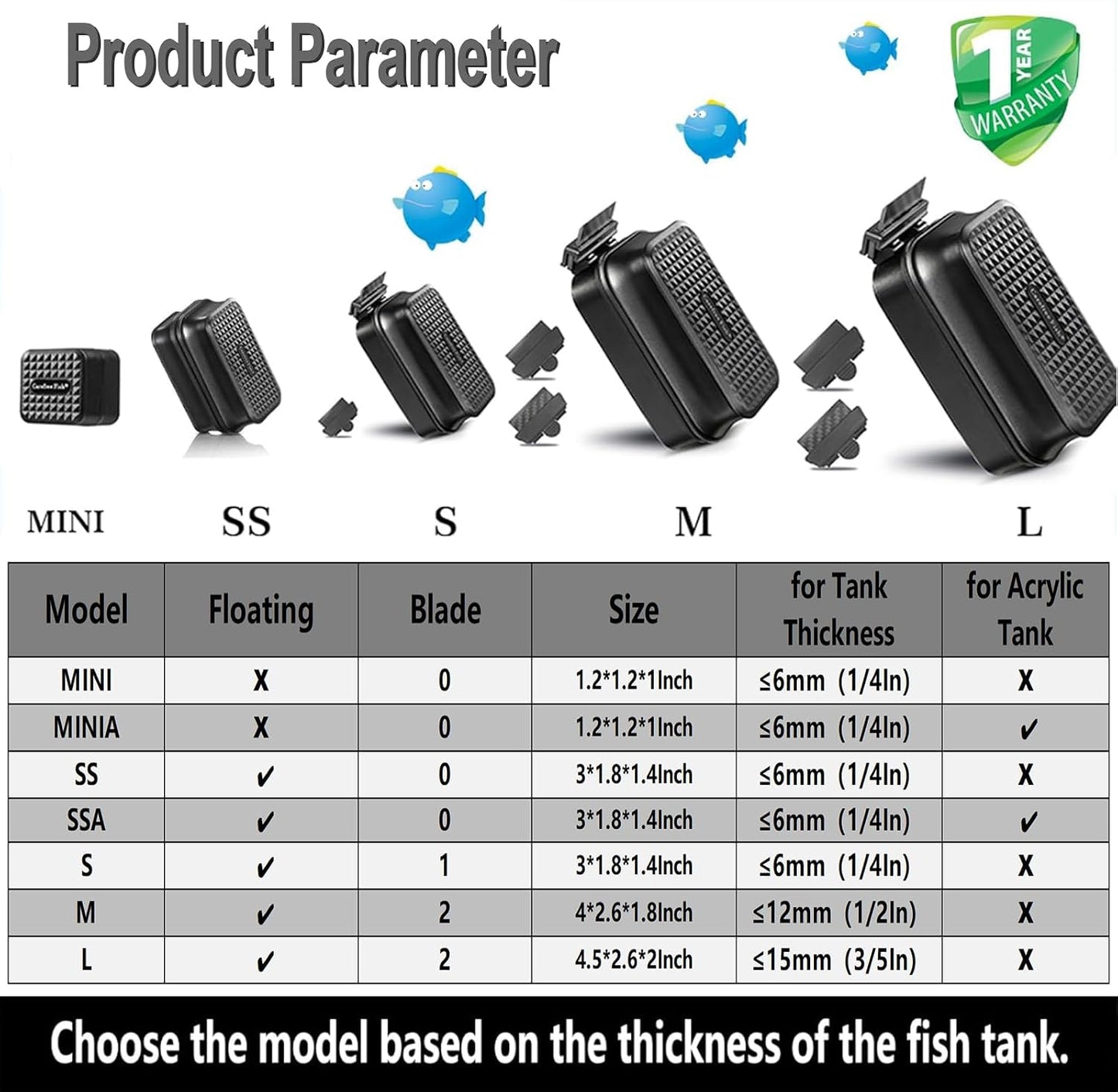 Carefree Fish aquarium magnetic cleaner packaging showing instructions for glass aquariums.